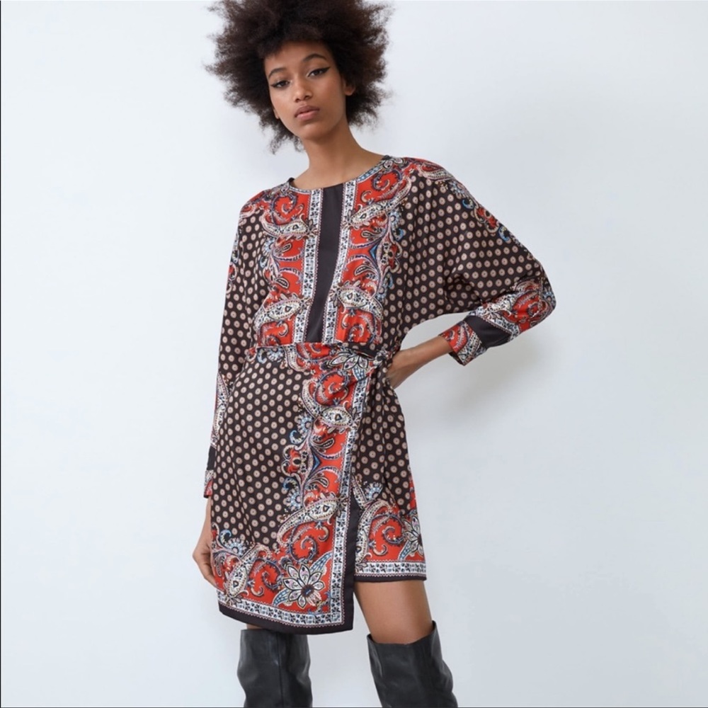 ZARA PAISLEY PRINT WRAP DRESS